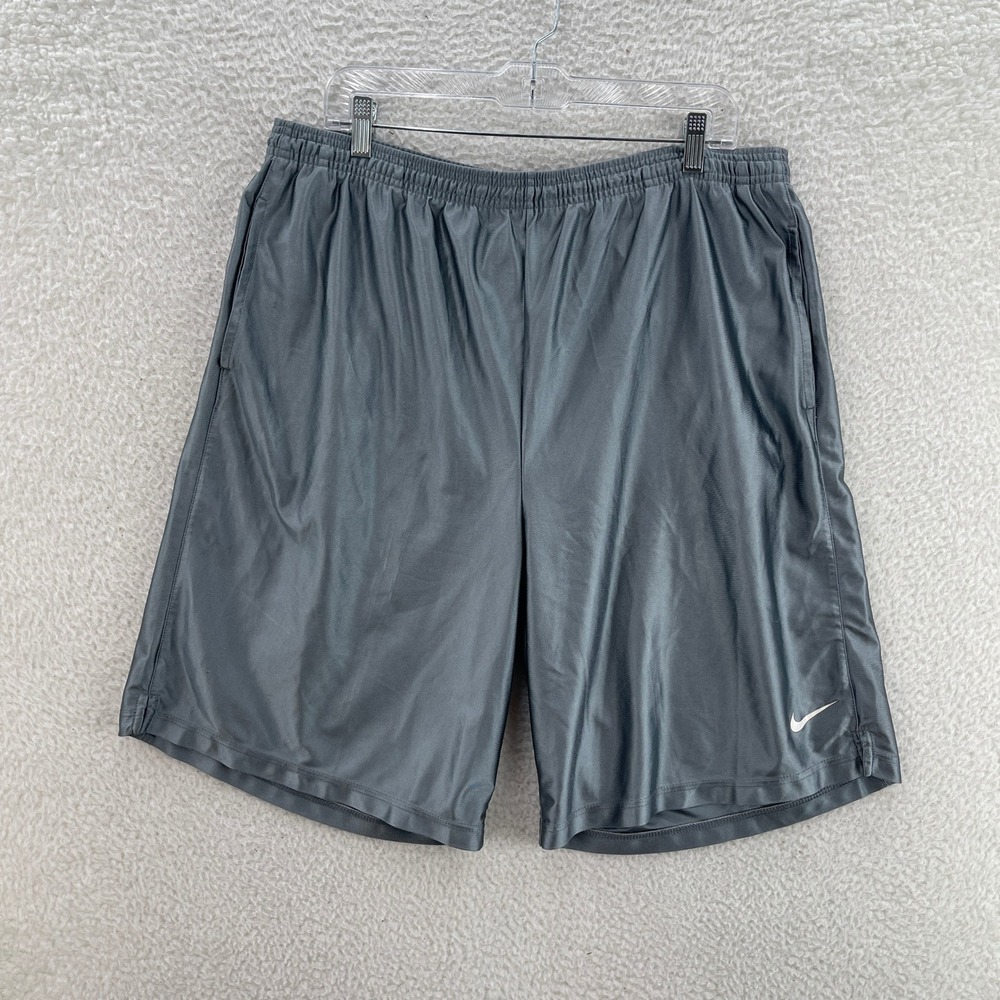 Nike Basketball Shorts Mens XL Silver Dazzle Shiny Gym Training Summer Y2K Baggy